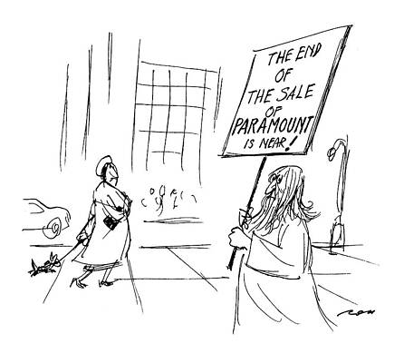 Hollywood Wall Art featuring the drawing New Yorker January 24th, 1994 by Al Ross