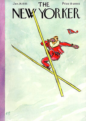 Vintage Ski Jumper High in the Sky Painting