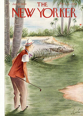 Golfer Facing Alligator Challenge Print