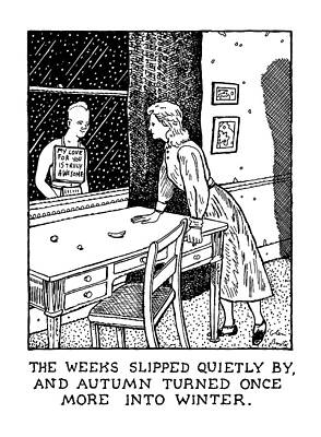 Romance Wall Art featuring the drawing New Yorker January 27th, 1992 by Glen Baxter