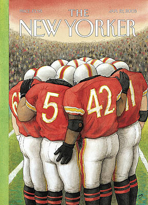 Football Team Huddle Painting