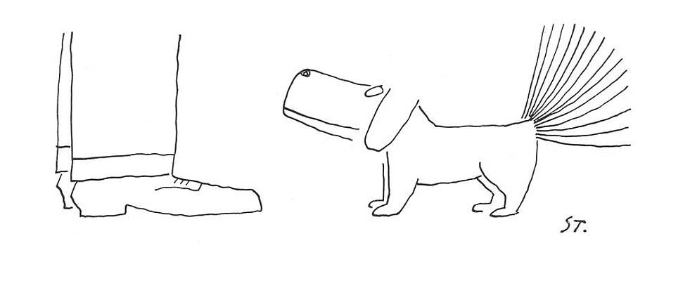 Whimsical Dog with Excited Tail Drawing