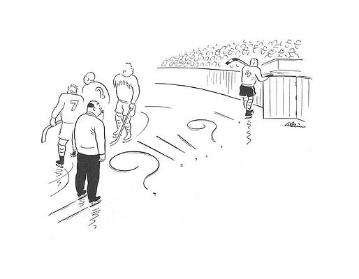 Hockey Drawing - New Yorker January 31st, 1942 by  Alain