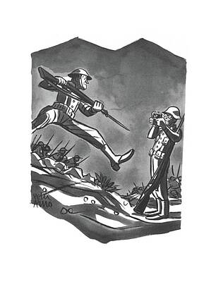 Combat Drawing - New Yorker January 31st, 1942 by Peter Arno
