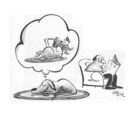 Near Wall Art featuring the drawing New Yorker January 31st, 1970 by Lee Lorenz