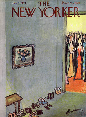 Vintage New Yorker Cover with Party Scene Wall Art