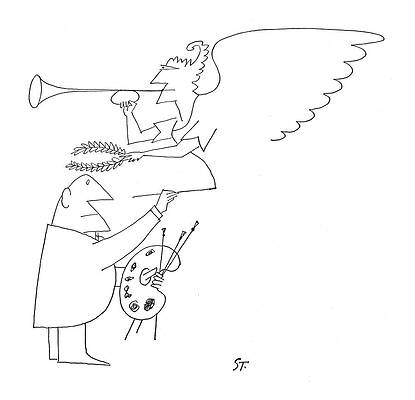 Crown Wall Art featuring the drawing New Yorker January 6th, 1962 by Saul Steinberg