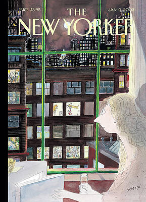 New Yorker Cover with City View Wall Art