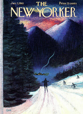 Skiers Under a Twilight Sky Wall Art