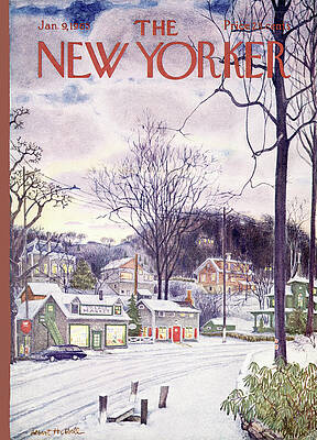 Winter Scene on New Yorker Cover Wall Art