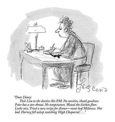 Family Wall Art featuring the drawing New Yorker January 9th, 1971 by Edward Frascino