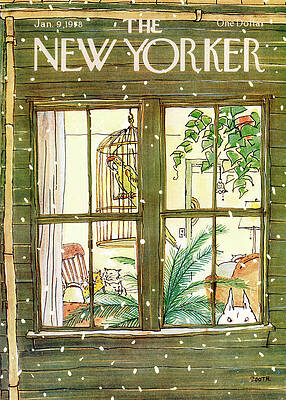 Winter Scene Through a Window Painting