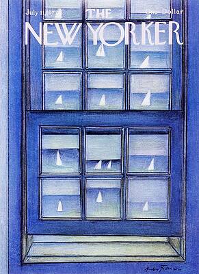 Boats Seen Through a Blue Window Painting