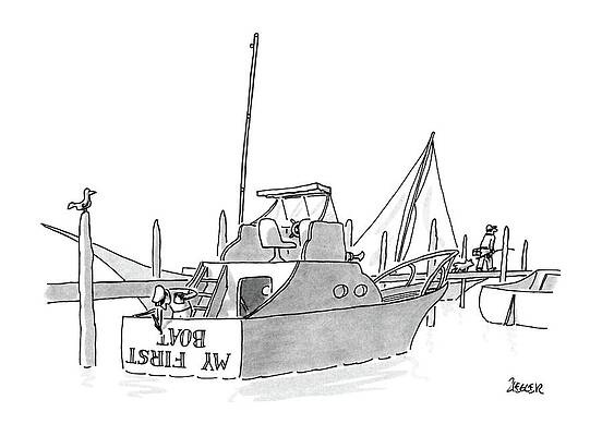 Boat with My First Boat Sign Wall Art