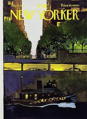 Dusk Painting - New Yorker July 17th 1971 by Arthur Getz