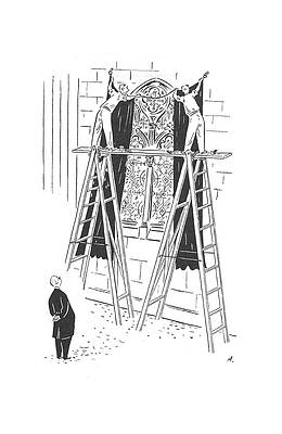 Curtain Drawing - New Yorker July 18th, 1942 by Constantin Alajalov