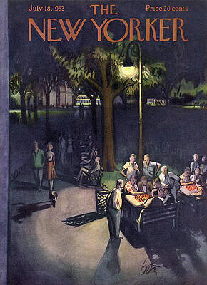 Night Chess in the Park Painting