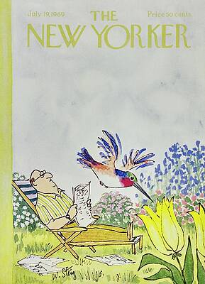 Man Reading with Hummingbird Painting