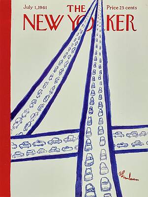 Bridge with Traffic Lines Illustration Print