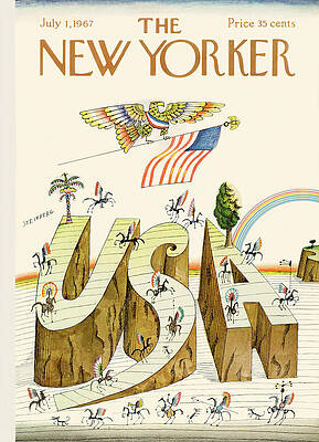 American Flag Wall Art featuring the painting New Yorker July 1st, 1967 by Saul Steinberg
