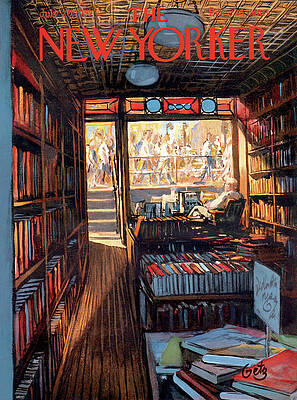 Cozy Bookstore Interior Scene Painting