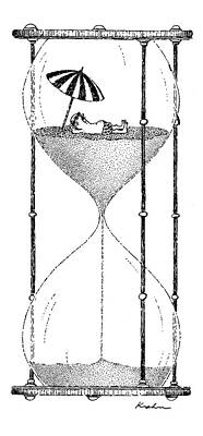 Surreal Hourglass with Beach Scene Wall Art