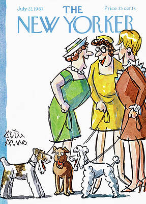 Three Women with Their Dogs Wall Art