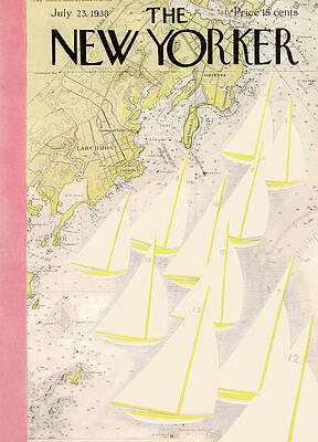 Sailboats on a Vintage Map Painting