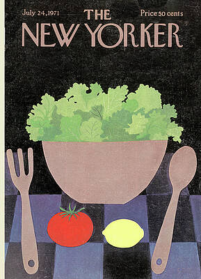 New Yorker Cover with Salad Bowl Painting