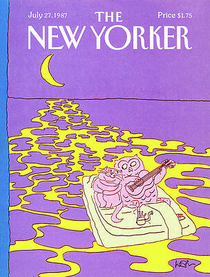 Owl and Cat's Moonlit Adventure Painting