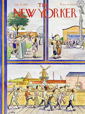 Pier Painting - New Yorker July 29 1939 by William Steig