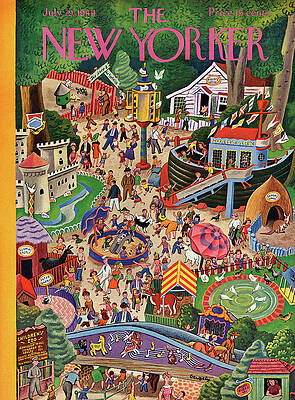 Colorful Amusement Park Scene Painting