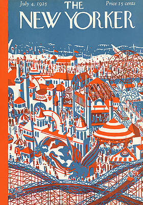 Vintage Amusement Park Scene Painting