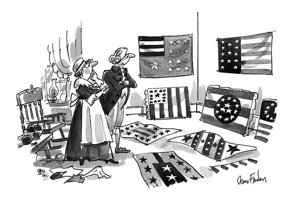 American History Wall Art featuring the drawing New Yorker July 5th, 1993 by Dana Fradon