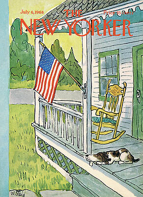 American Porch with Flag and Dog Wall Art