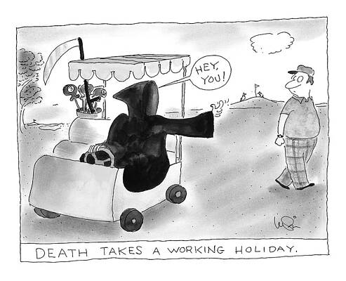Death Takes a Break on the Golf Course Drawing