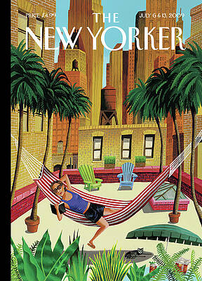 Relaxing on a Rooftop Hammock Wall Art