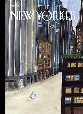 Cyclist on New York Street at Night Wall Art