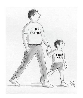 Father and Son Walking Together Drawing