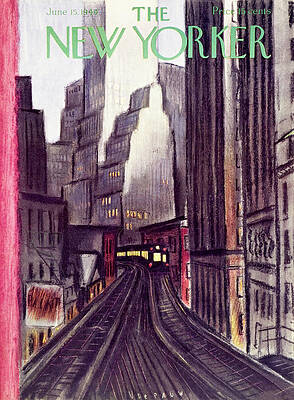 City Skyline and Train Tracks Wall Art