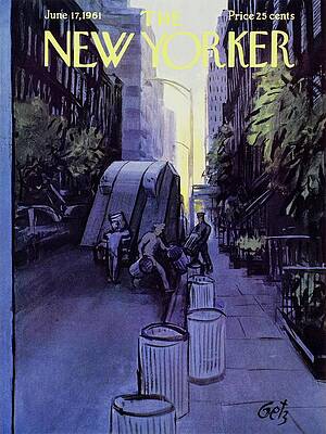 Urban Street Scene with Garbage Truck Wall Art