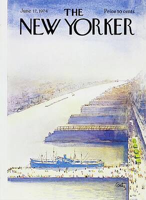 New York Waterfront Scene 1974 Painting