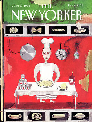 Chef with Table and Utensils Wall Art