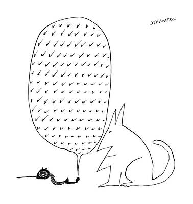 Conversing Wolf and Telephone Drawing