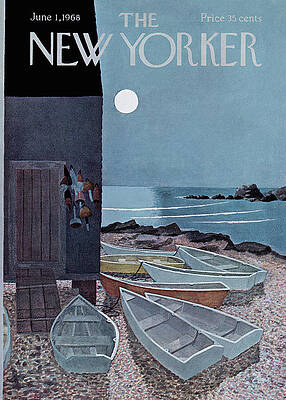 Boats at Moonlit Beach Wall Art