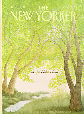 Rowing Crew Under Lush Trees Painting