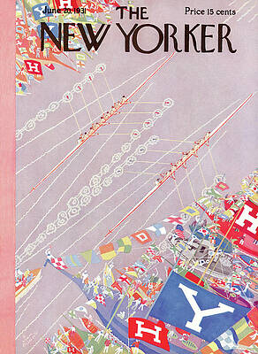 Vintage Boat Race on New Yorker Cover Wall Art