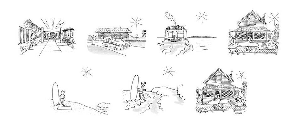 Ferry Wall Art featuring the drawing New Yorker June 23rd, 1986 by Jack Ziegler