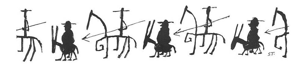 Spanish Drawing - New Yorker June 24th, 1961 by Saul Steinberg