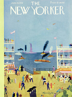 New Yorker Harbor Scene with Statue of Liberty Wall Art